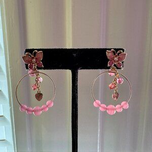 Anna Sui Pink Butterfly Earrings